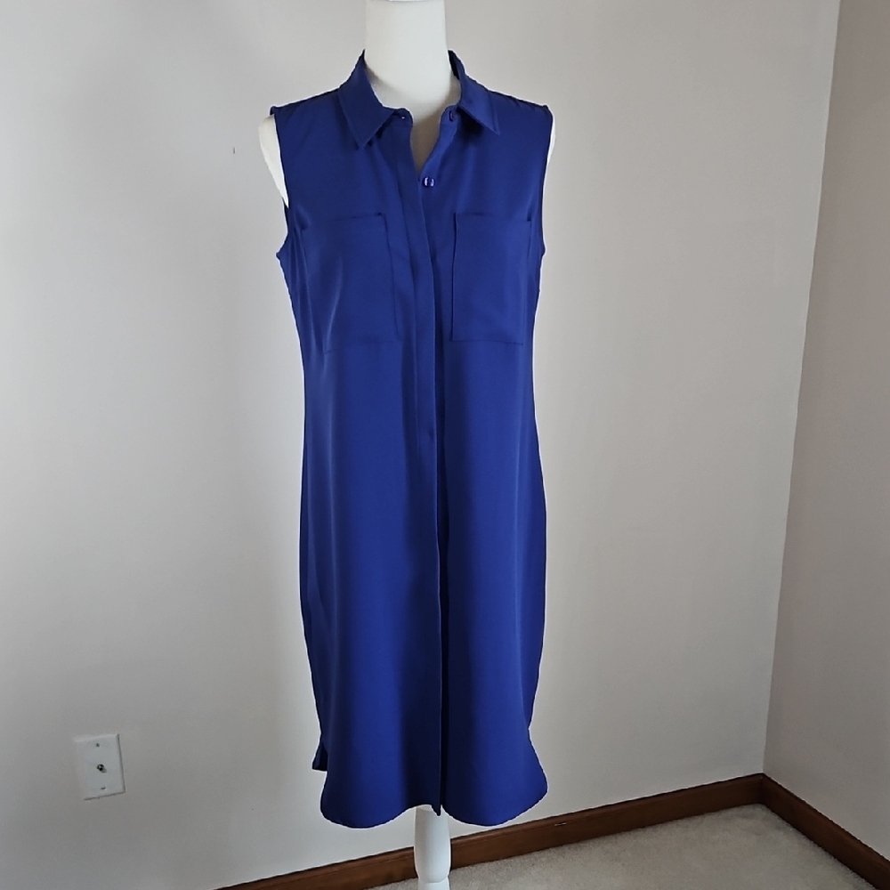 Michael Michael Kors SZ4 Midi Shirtdress Sleeveless Purple Office Church Classic